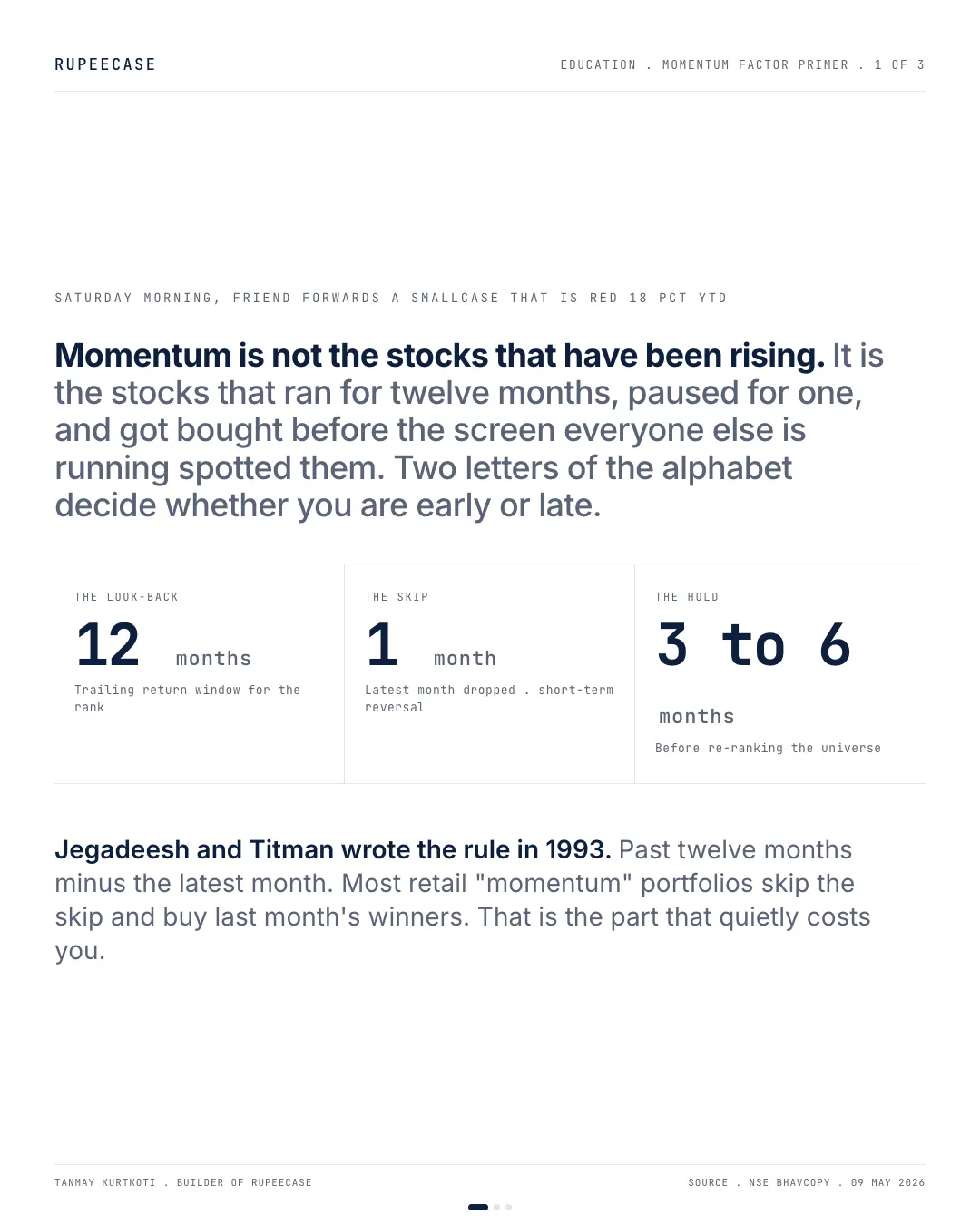 Momentum factor primer, the hook card