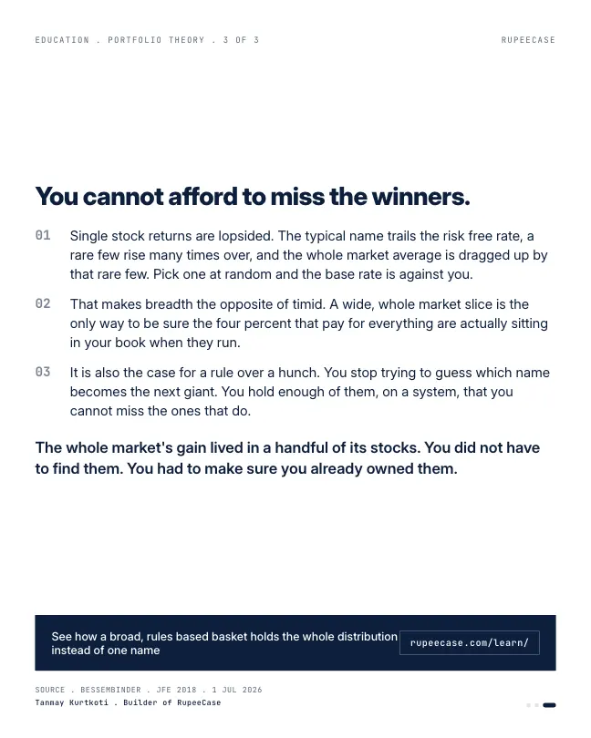Card 3 of 3, lesson: Single stock skew: own the haystack