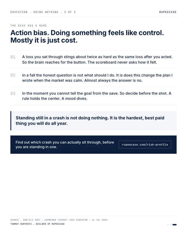 Card 3 of 3, lesson: Doing nothing is the skill