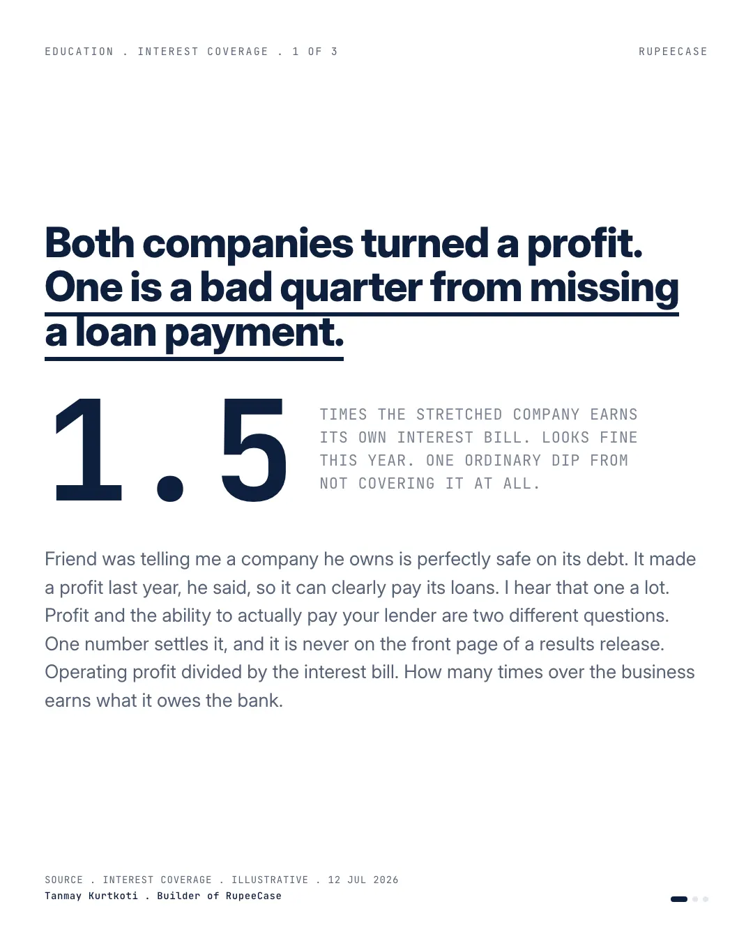 Interest coverage: the number under the profit, the hook card