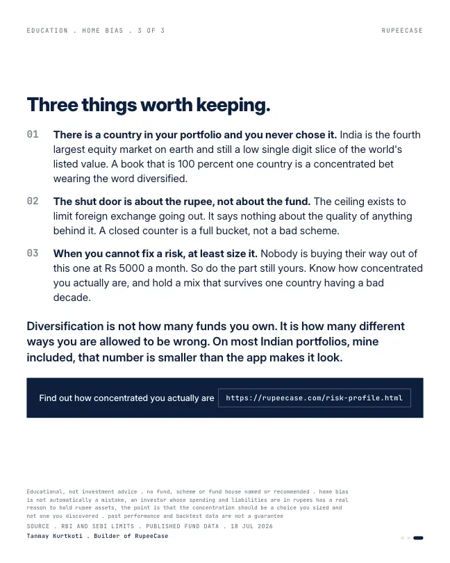 Card 3 of 3, lesson: Home bias is rationed in India