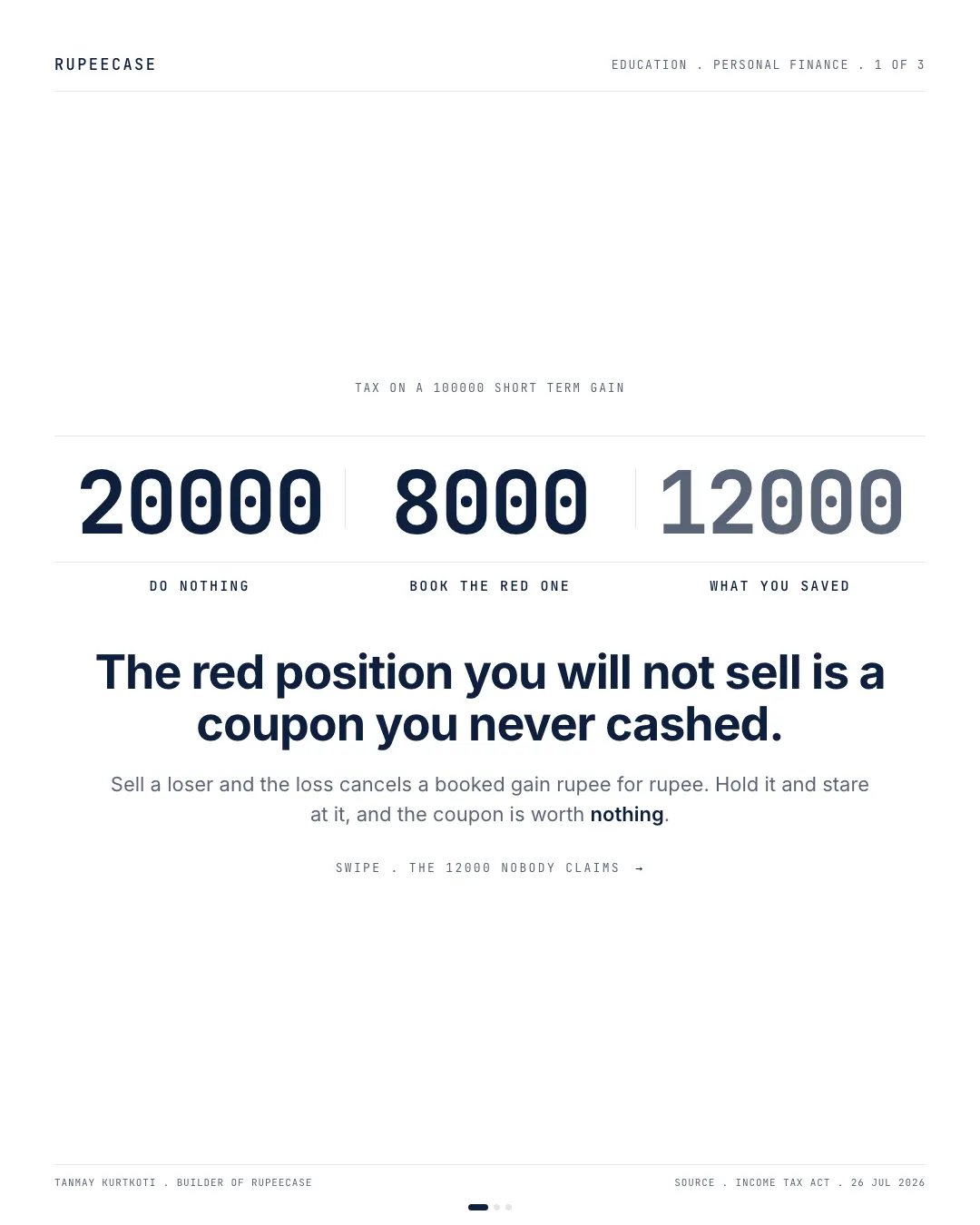 A loss you do not book is a rebate you do not claim, the hook card