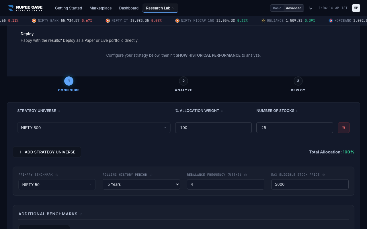 Research lab: build an index from a universe